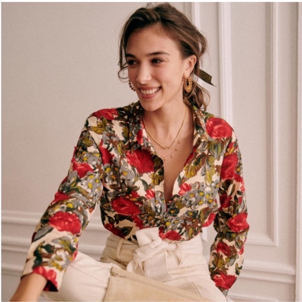 ✨Sezane Floral Pierro Shirt size XL